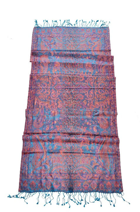 Purple/Turquoise Scarf With Golden Accents